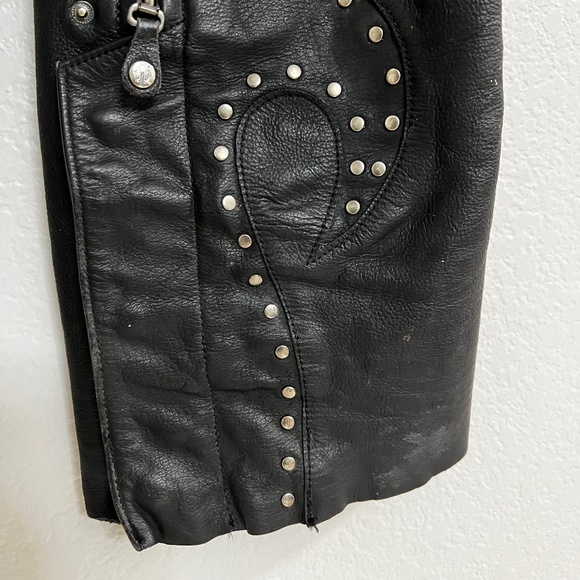Harley-Davidson Black Leather Studded Chaps - Picture 7 of 14